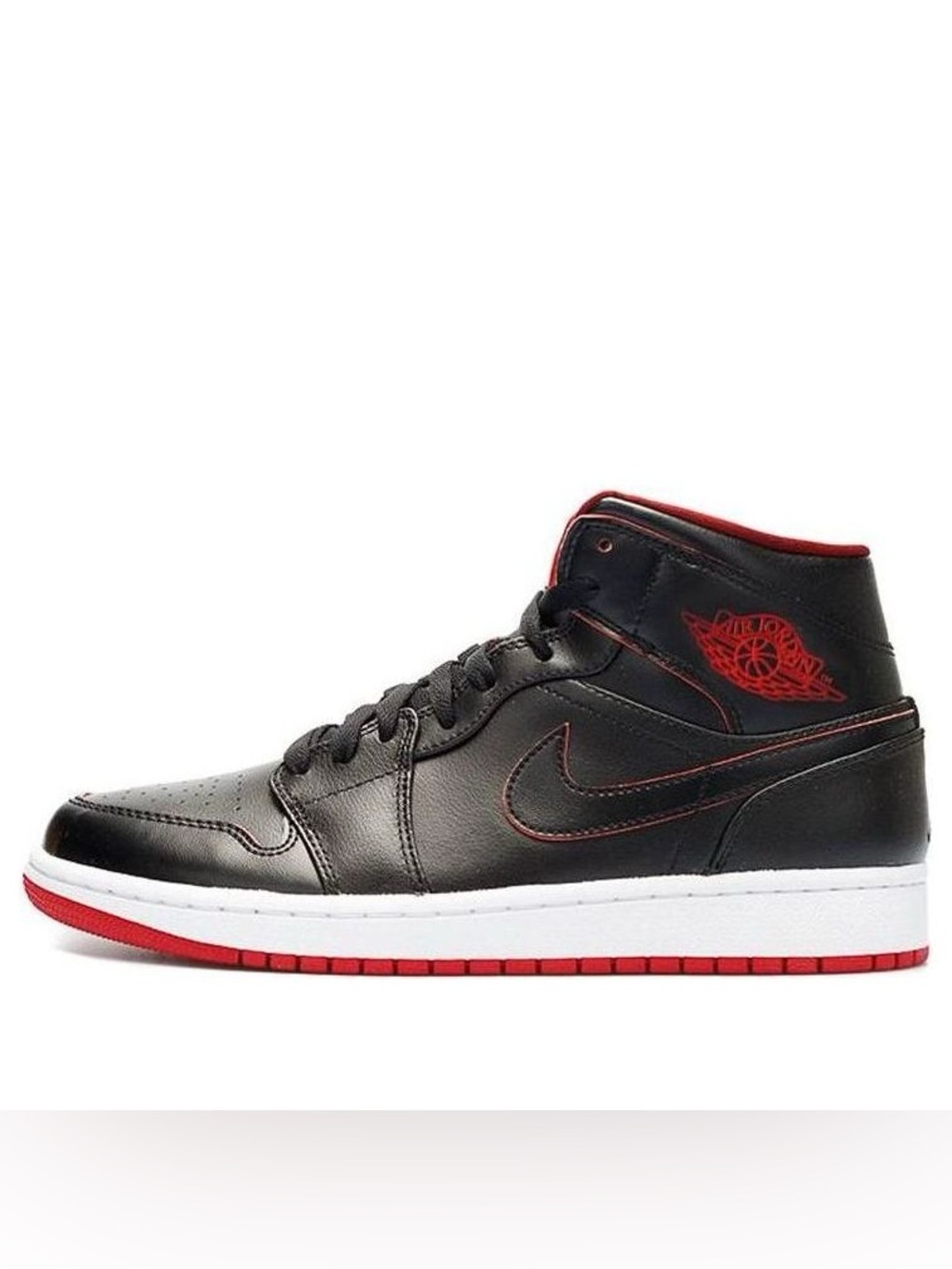 Nike Air Jordan 1 Mid sneakers in the black and red colorway